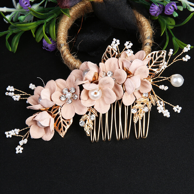 Jepit rambut pernikahan bunga berlian imitasi hiasan kepala jepit rambut pengantin kristal Aksesori perhiasan rambut hiasan kepala elegan mahkota pengantin Prom