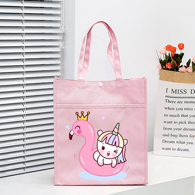Student Cartoon Unicorn Print Multifunctional Oxford Storage Bags Large Capacity Tuition Bag Cartoon Cute Girl School Tote Pouch