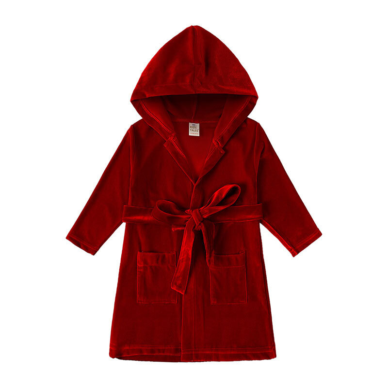 Рождественский халат для маленьких мальчиков и девочек, детская одежда для сна с капюшоном, халаты, осенне-зимняя теплая детская пижама, детские халаты с длинным рукавом