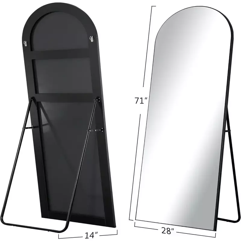 กระจกโค้งยาวเต็มรูปแบบกระจกโค้งขนาดใหญ่ถึงพื้นถึงเพดานกระจกติดผนังแบบยืนกรอบไม้แขวนในแนวตั้ง