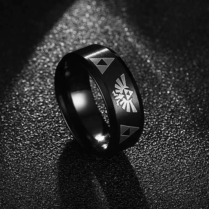 Legenda o trójkątnym pierścieniu z symbolem Zeldas Triforce dla mężczyzn kobiet 316L ze stali nierdzewnej pierścionki na palec na imprezę Cosplay biżuteria
