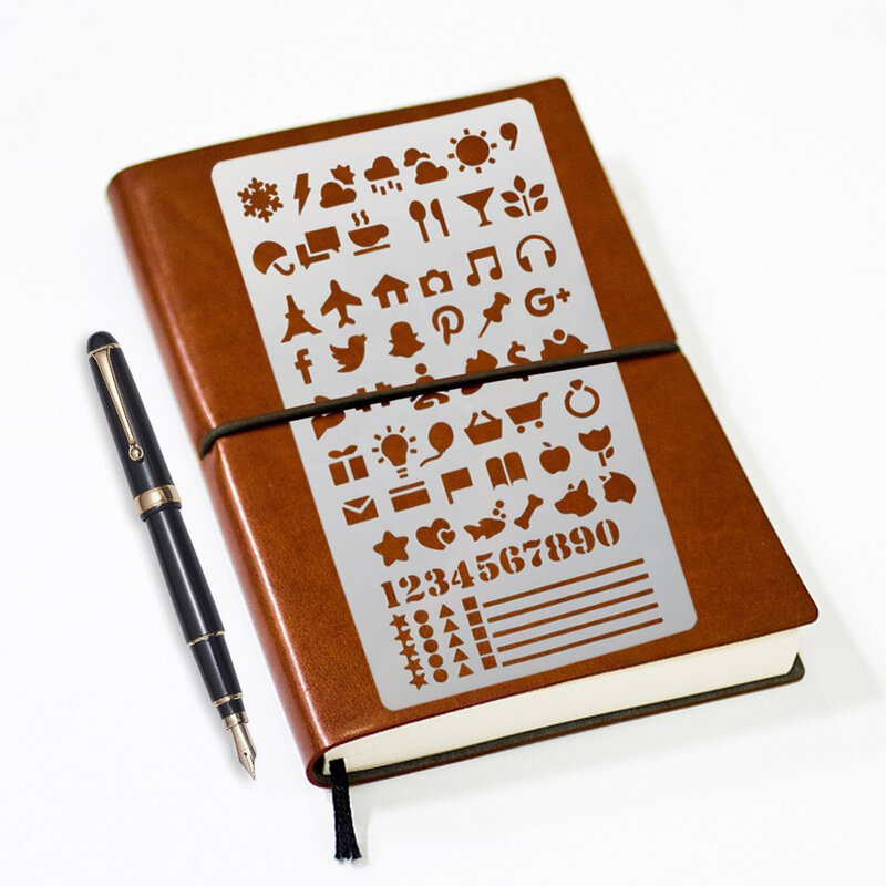 20 buah templat gambar plastik alat tulis DIY buku tempel kerajinan berlubang buku jadwal buku catatan jurnal stensil perlengkapan kantor