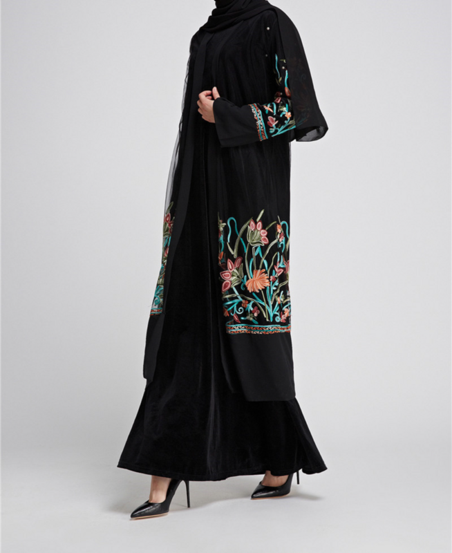 Vestido largo de estilo Kimono para mujer, ropa de fiesta bordada con cárdigan, moda musulmana, primavera y verano, Dubái, 2023