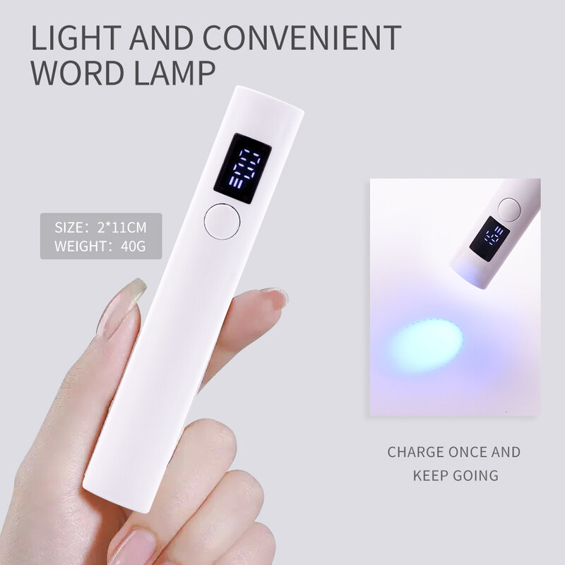 Mesin Pengering kuku UV portabel, lampu manikur genggam cepat kering LED UV dapat diisi ulang USB untuk alat pernis Gel