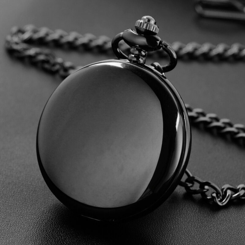 Orologio da tasca riflettente antico al quarzo nero orologio con ciondolo regalo per studenti collana squisita orologio da tasca regalo da uomo e da donna