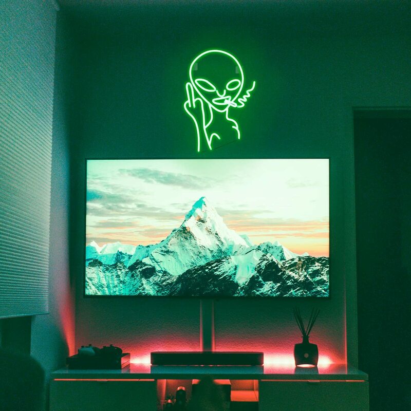 Зеленая неоновая вывеска инопланетянин для игр, декор для комнаты в стиле хип-хоп, вечерние, знаки для подростков, спальни, мужской Настенный декор