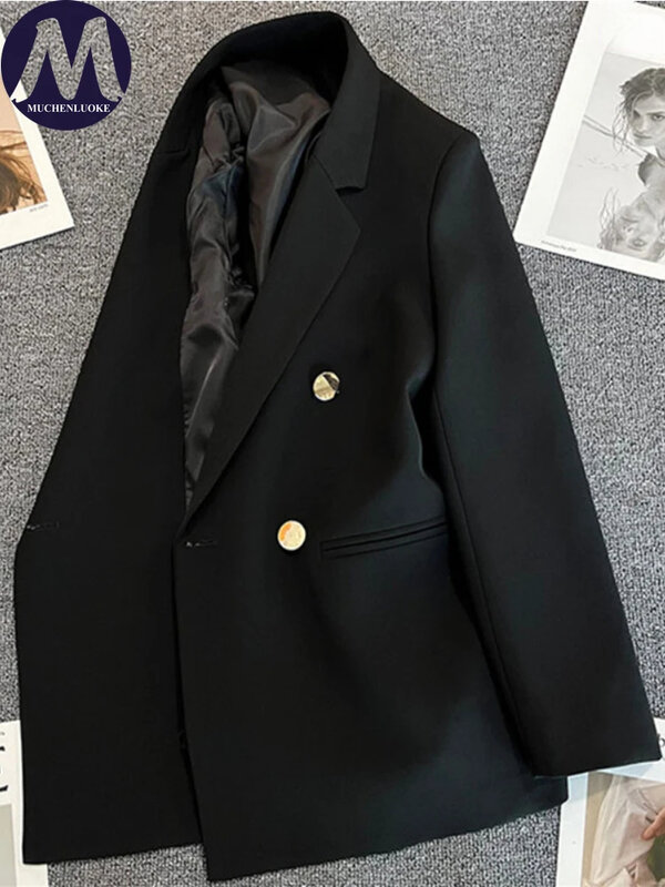 Cappotto donna nuova primavera autunno 2024 elegante per il tempo libero blazer a maniche lunghe solido moda coreana di lusso sciolto abbigliamento donna