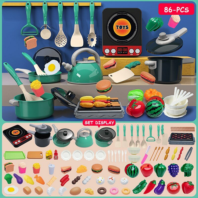 Schneiden spielen Essen Spielzeug für Kinder Küche so tun, als ob Obst & Gemüse Zubehör pädagogische Spielzeug Essen Kit für Kleinkind Kinder Geschenk