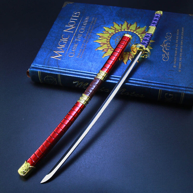 26cm satu bagian Zoro Sword Katanas Jepang mainan pisau belum dipotong mainan pedang Cosplay Anime Katana senjata Model Hadiah untuk anak laki-laki mainan anak-anak
