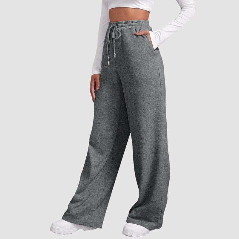 Wide Leg Pants For Women’S Fleece Lined Sweatpants Straight Pants Bottom All-Math Plain Fitness Joggers Pants Travel Basic