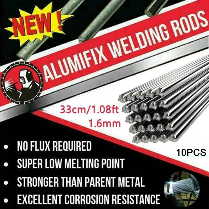 Alumínio Welding Rods, Brazing Wire, fácil fusão de solda, baixa temperatura, 330mm Comprimento, Welding Supplies, 2.0mm, 1.6mm de diâmetro, 10Pcs