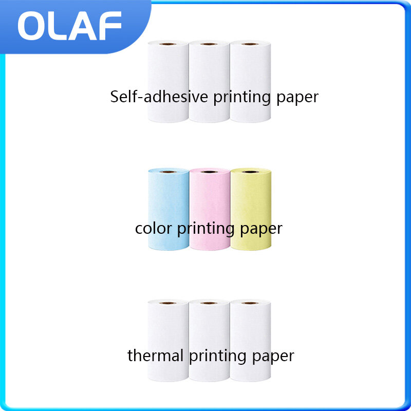 Mini impresora de etiquetas adhesivas de papel térmico, papel autoadhesivo colorido para impresora fotográfica inalámbrica, Bluetooth, sin tinta, 57mm