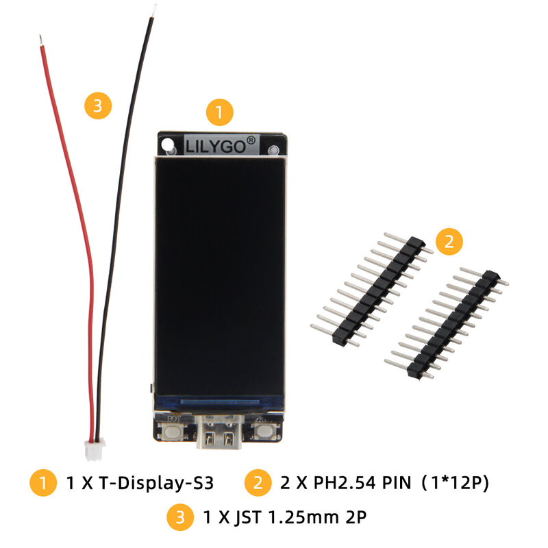 LILYGO® T-Display-S3 ESP32-S3บอร์ดพัฒนาจอแสดงผล LCD ขนาด1.9นิ้ว ST7789โมดูลบลูทูธ Wi-Fi แฟลช16MB ปุ่มที่กำหนดเอง