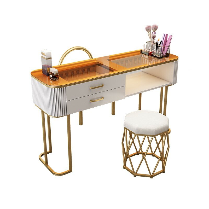 Table à ongles professionnelle blanche, design d'art moderne nordique, lumière de table à ongles de luxe, Scrivania Per Unghie, équipement de salon, meubles