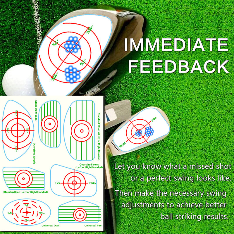 35PCS 7in1 Golf Club Impact Target Label Tape Sticker Practice for Iron Woods Wedge Club Test Paper Training Aid Accessories