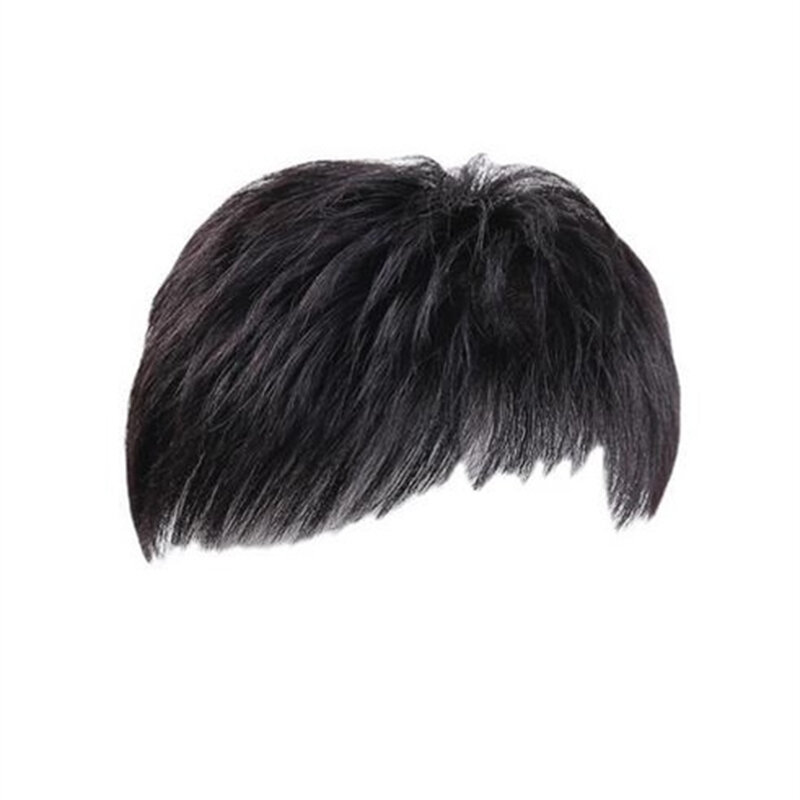 Male Clips-On peruca de cabelo curto, Cabeça Top Substituição Blocos, Cobertura eficaz cabelo esparso