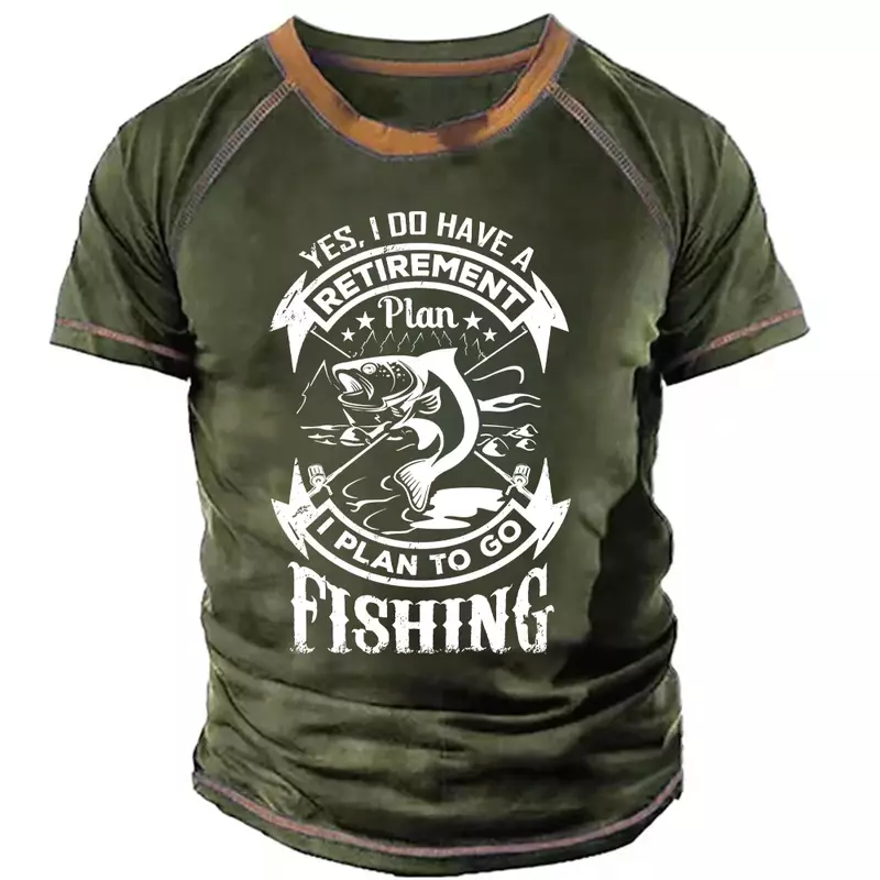 New Retro Leisure Summer Fishing 3D Printed Men's T-shirt Fashion Outdoor Fishing Extra Large O-Neck Sports T-shirt Top
