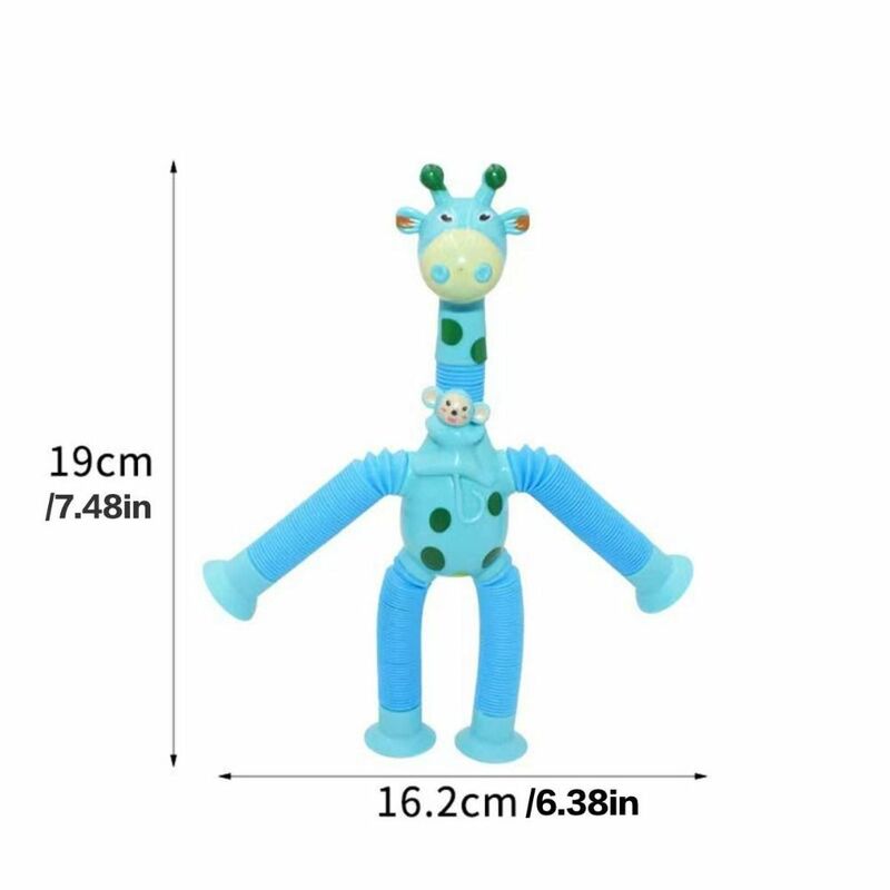 Geschenk Stress abbau Spielzeug Kunststoff Zement Giraffe Pop Röhren Spielzeug Teleskop Saugnapf Giraffe Neuheit Frühling Spielzeug sensorische Spielzeuge