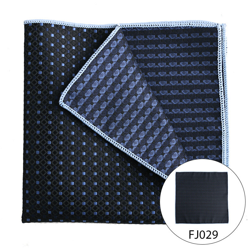 Fazzoletto da taschino quadrato moda uomo fazzoletto di seta blu Navy fatto a mano Hanky Luxury Brand Design Pocket Square microfibra Jacquard Pocke