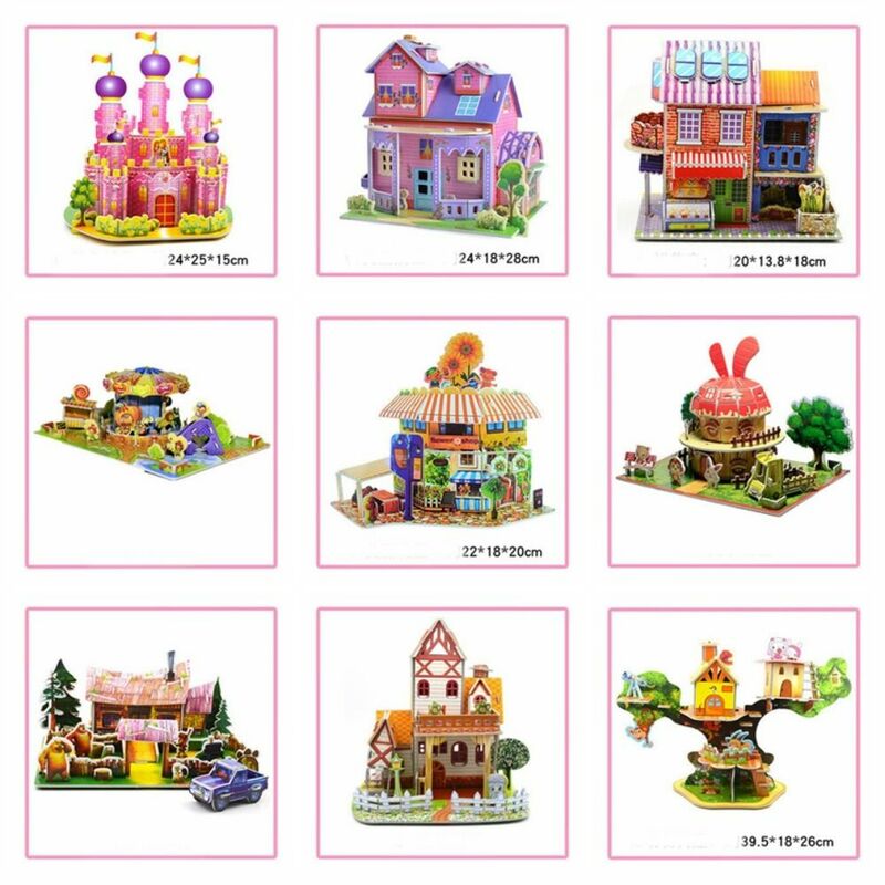 Château de jardin de dessin animé pour enfants, maison de jardin, camion précieux, puzzle 3D, jouets pour enfants, cadeaux artisanaux