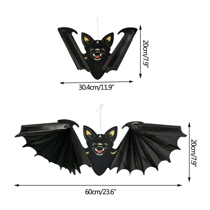 Colgante de murciélago de papel negro para decoración de Halloween, colgante de murciélago para fiesta, Festival, Bar, linterna interior y exterior, 1/2 piezas