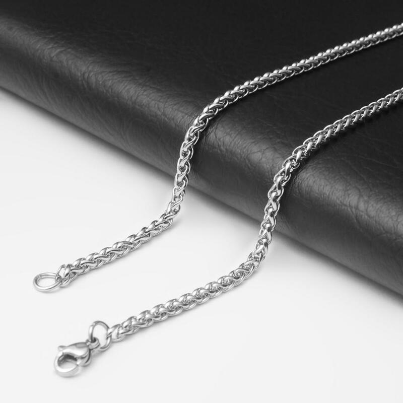 50 60 70 80cm boîte de Dragon couleur argent pour hommes perle serpent longue chaîne de collier en acier inoxydable pour pendentif femmes accessoires de bijoux