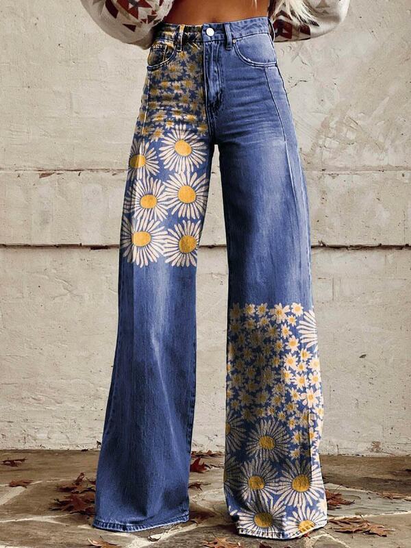 Nowe spodnie damskie Star Splash Ink Gorąco sprzedające się damskie spodnie Bell Spodnie z szerokimi nogawkami Wszechstronne spodnie na co dzień