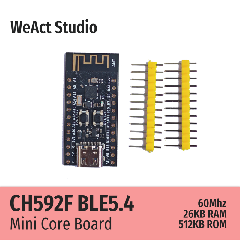 WeAct-Placa de demostración inalámbrica MCU WCH, CH592F, CH592, RISC-V Core, BLE5.4