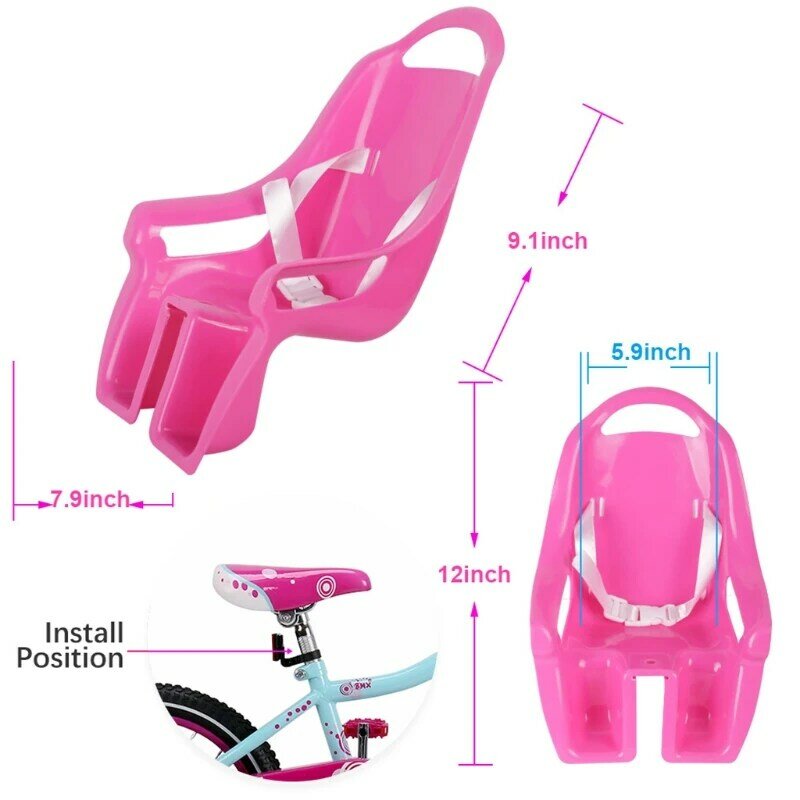 Para boneca bicicleta para assento para boneca para transportadora durável fácil instalar acessório fixação bicicleta