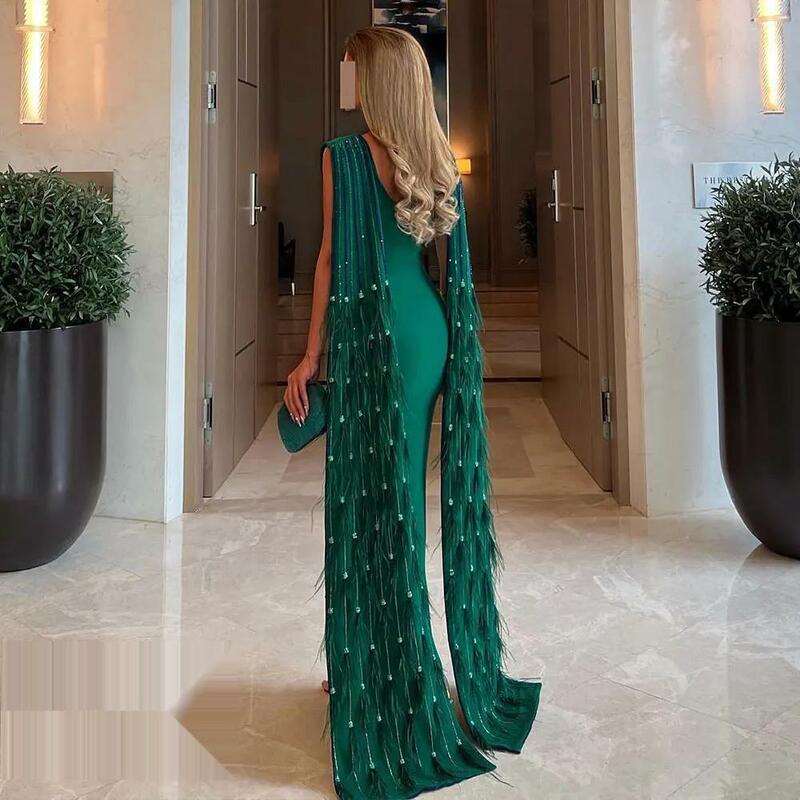 O dekolt sukienka na studniówkę krótkie rękawy z do kostek suknią wieczorową kobiety suknie na oficjalne okazje ślub Arabia