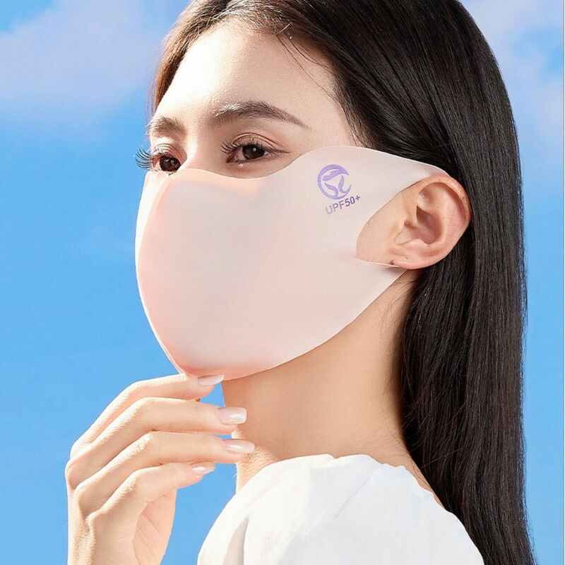 Sunscreen Face Scarf Ice Silk Mask Thin Summer Solid Color Face Cover UV Protection Face Mask Face Gini Mask Sports