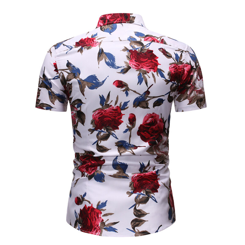 Kemeja motif ukuran besar kaus pantai pria kemeja Floral santai musim panas kerah lengan pendek tipis desain yang trendi atasan tanpa disetrika