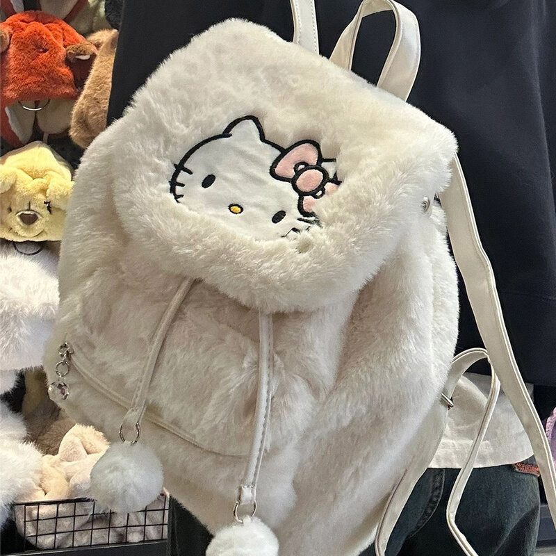 Sanrio Hellokitty Kuromi Mymelody pluszowa tornister Kawaii torba na ramię prosta, dopasowana torebka damska modny plecak