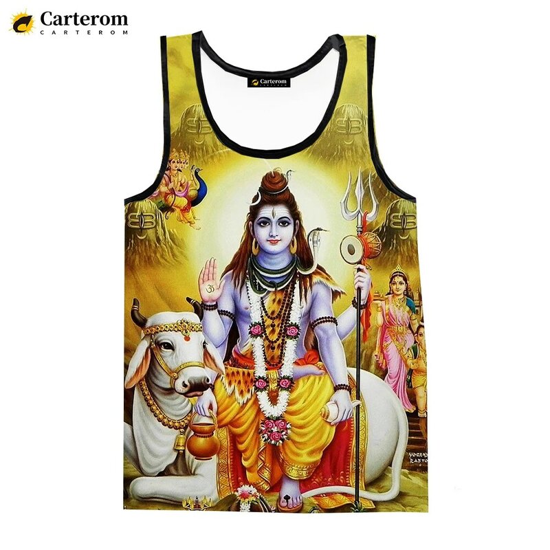 พระเจ้า Hindu พระเจ้า Lord Shiva 3D การพิมพ์ดิจิตอลเสื้อ Rompi Modis ผู้ชายผู้หญิง Cool ขนาดใหญ่เสื้อกล้ามแขนกุด Tees
