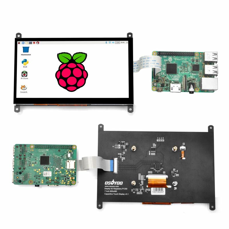OSOYOO 7 Polegada DSI Touch Screen Display LCD Portátil Capacitivo Touchscreen Monitor 800x480 para Raspberry Pi 4 3 3B + 2