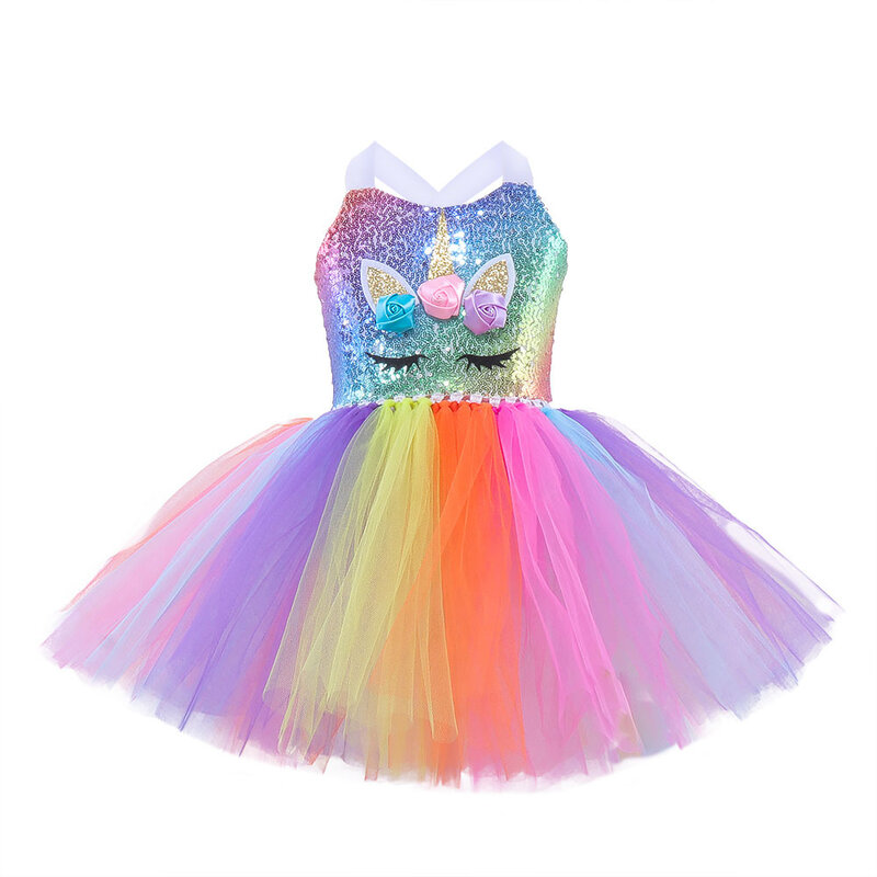 Платье-пачка с единорогом для девочек, платья на день рождения, Детские фатиновые костюмы для косплея принцессы на Хэллоуин
