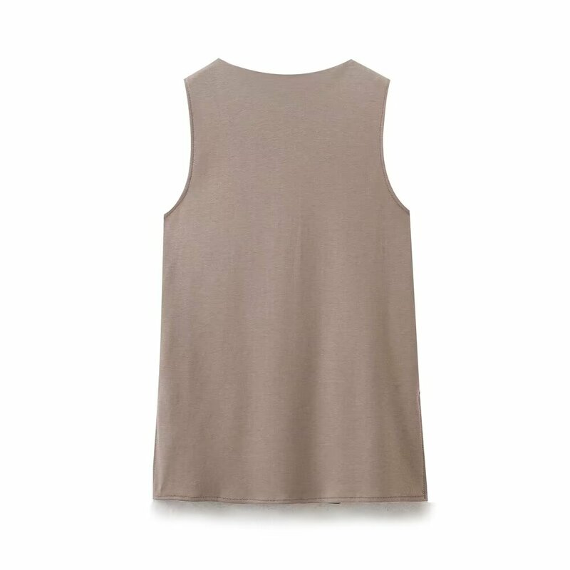 Women's 2024 New Fashion Loose O Neck Casual Knitted Top Retro Sleeveless Women's Pullers Chic Tops+Pants Women's Suit