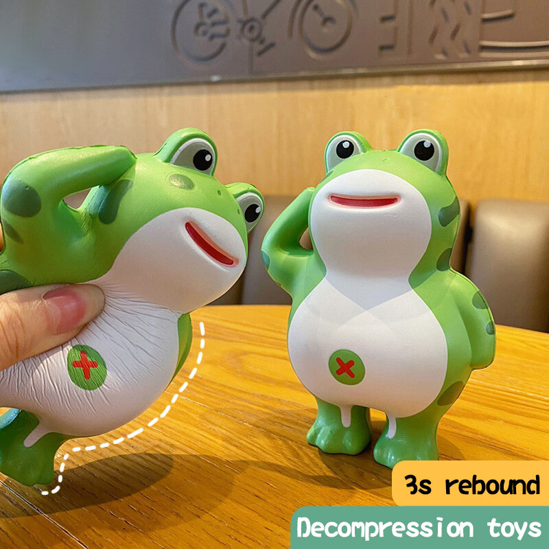 Desenhos animados Squeeze Frog Toy, bonito Squeeze Vent Toy, EVA Slow Rebound, Pinch Music Net, Vermelho, 1Pc