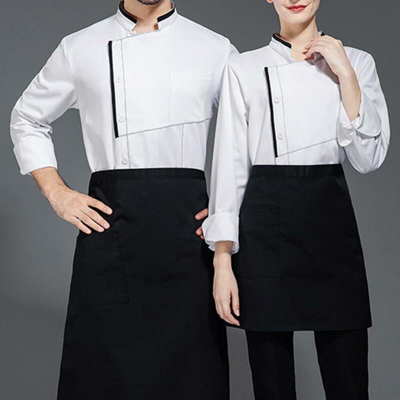 Giacca da cuoco traspirante uniforme da cuoco professionale manica corta colletto alla coreana Top per cucina panetteria ristorante Unisex morbido