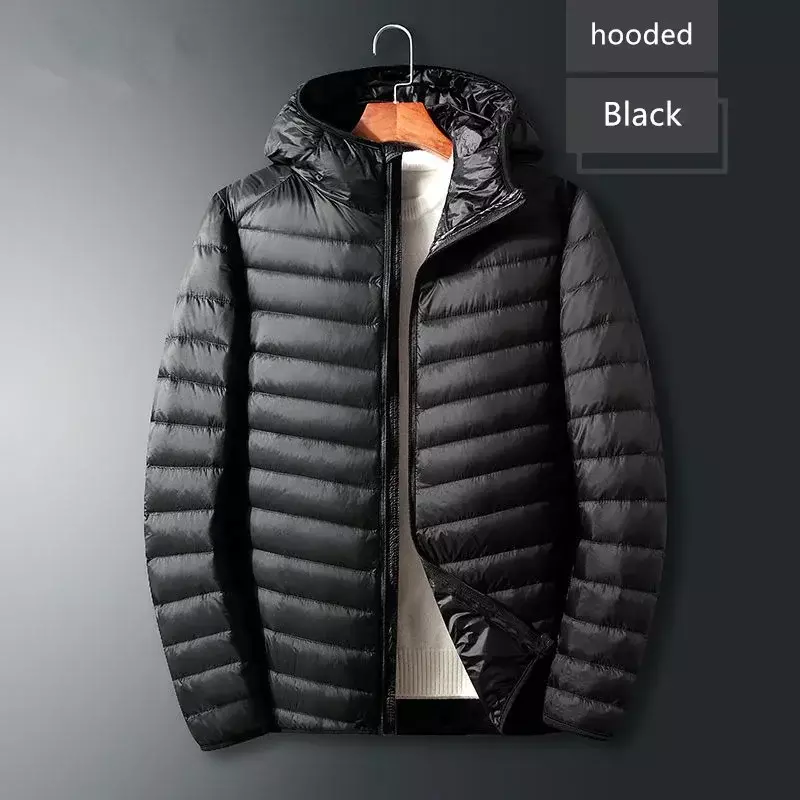 New Men's Winter Slim Down Jacket Fashionable Warm Foldable Waterproof Windproof Breathable Outerwear Big Size Men Hoodie Jacket