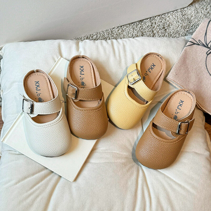 Zapatillas de estilo coreano para niñas, zapatos de cuero de princesa, informales, cómodos y suaves, a la moda, novedad de verano, 2024