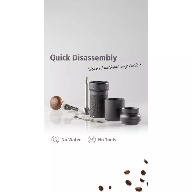 K-Ultra مطحنة قهوة يدوية مع حقيبة حمل ، دغ مخروطي من الفولاذ المقاوم للصدأ ، رمادي حديدي ، مطحنة مخروطية مجمعة ، 1 زبرسو