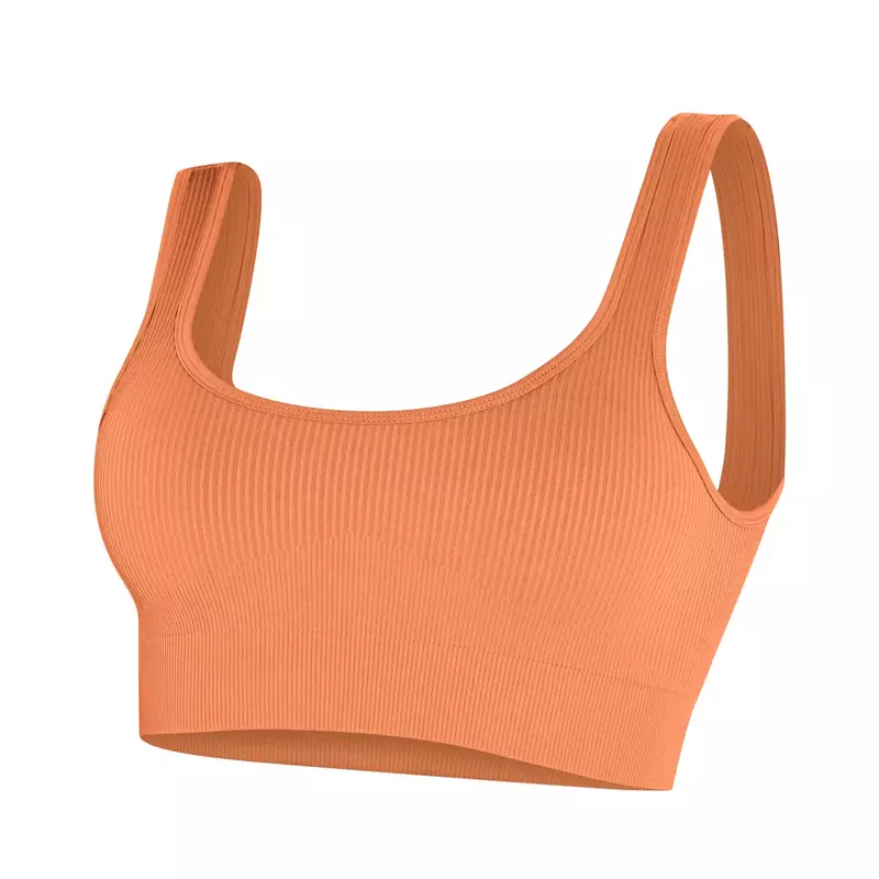 Seamless Summer Women Tank Bras with Chest Pad Fitness Gym Tops Bralette Beautiful Back Ribbed Underwear Sports Crops Vest Top
