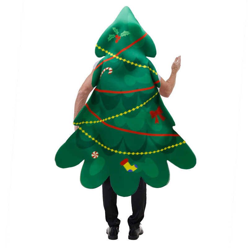 Casais De Férias De Natal Green Xmas Tree Cosplay Traje, Party Wear, Performance De Palco, Árvores Cos Props, Folha Chapelaria