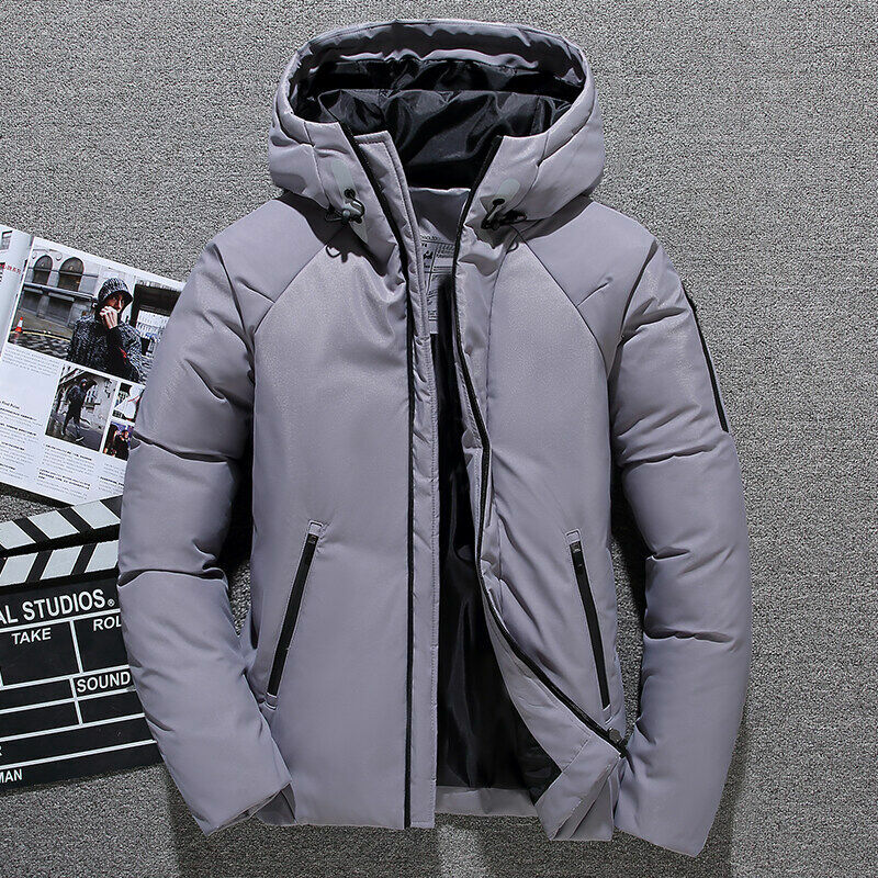 Новинка 2024, дизайнерская модная зимняя куртка для мужчин, парка, Повседневная ветрозащитная Толстая деловая куртка на белом утином пуху, пальто с капюшоном