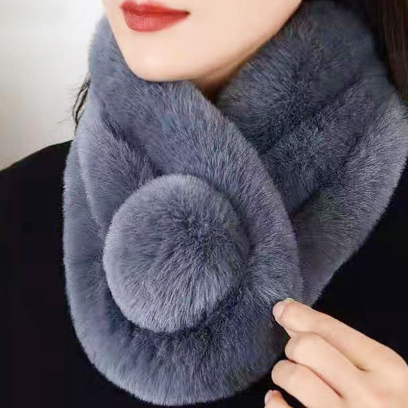 2022 New Rabbit Fur Scarf Women Winter Warm Soft Furry Scarves Casual Female Lady Outdoor Neck Warmer Collar
