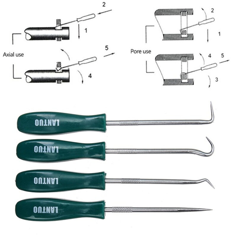 Набор из 4 отверток и крючков с нескользящей ручкой, для удаления мелких предохранителей, проволочных заглушек и уплотнительных колец