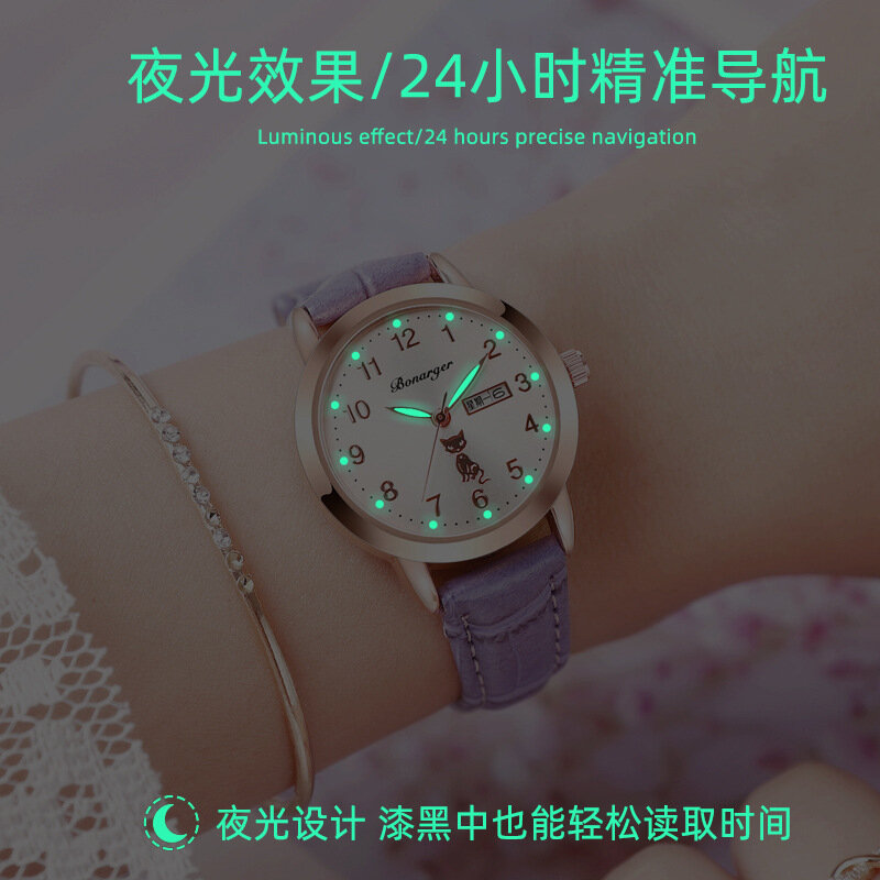 2022 marca relógio de calendário à prova dwaterproof água para meninas estudante moda simples crianças cinto luminosa esportes relógio quartzo montre enfant