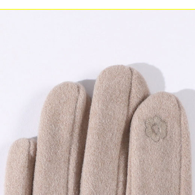 Gants de broderie antidérapants pour femme, tenue d'hiver pour garder au chaud l'écran tactile, joli dessin animé, cyclisme en peluche, poignet élégant et doux