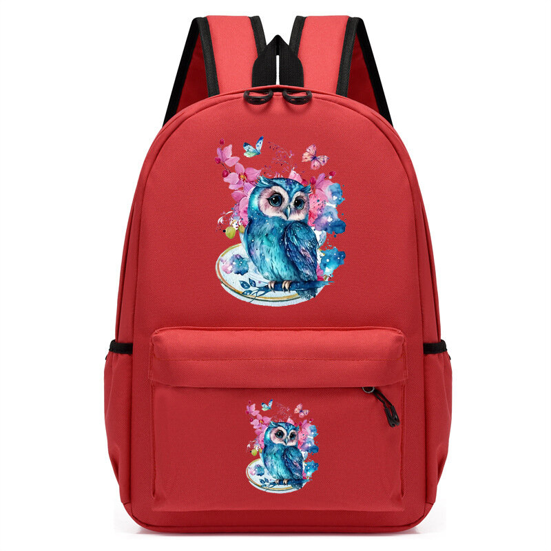 Детский рюкзак, ранец для девочек акварелью, совой, цветами, школьный портфель для детского сада, мультяшный аниме дорожный мешок для книг для девочек